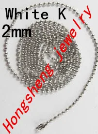 

Wholesale white K color 70cmx2mm 100 pcs/lot Long:70cm, Beads:2mm ,Ball Chain Necklace W / Connector