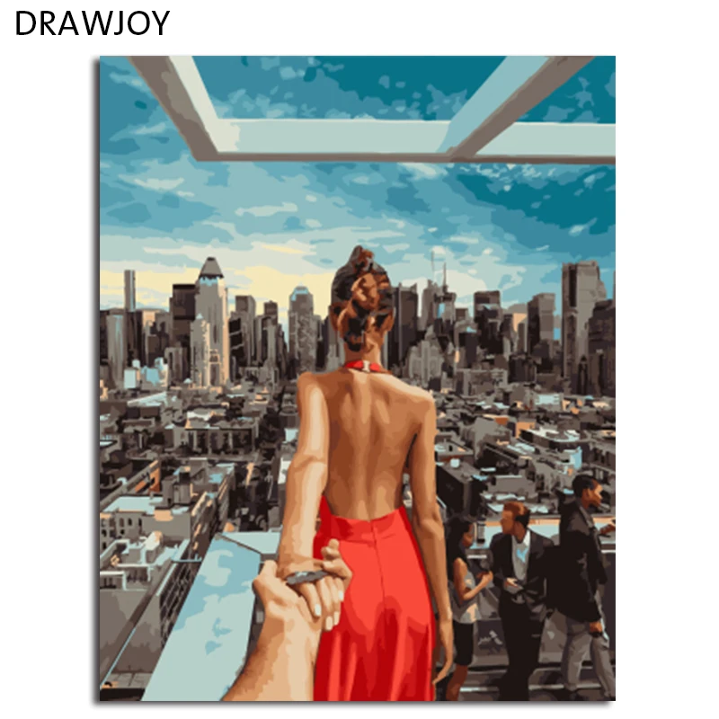 

DRAWJOY Figure Painting Framed Picture DIY Painting By Numbers Canvas Oil Painting For Living Room Wall Art