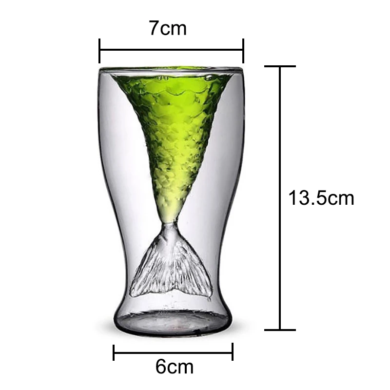 100 мл милый хвост русалки бокал для вина с двойными стенками бокал для коктейля пива, виски, стеклянная посуда, барные инструменты