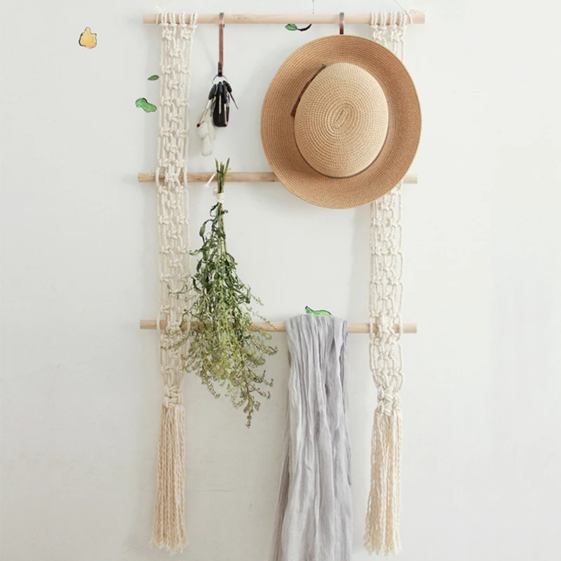 

Boho Decor Macrame Wall Tapestry Porch Rack Hand-woven Nordic Photo Frame Tapestry Wall Hanging Decoration Headboard H Blanket