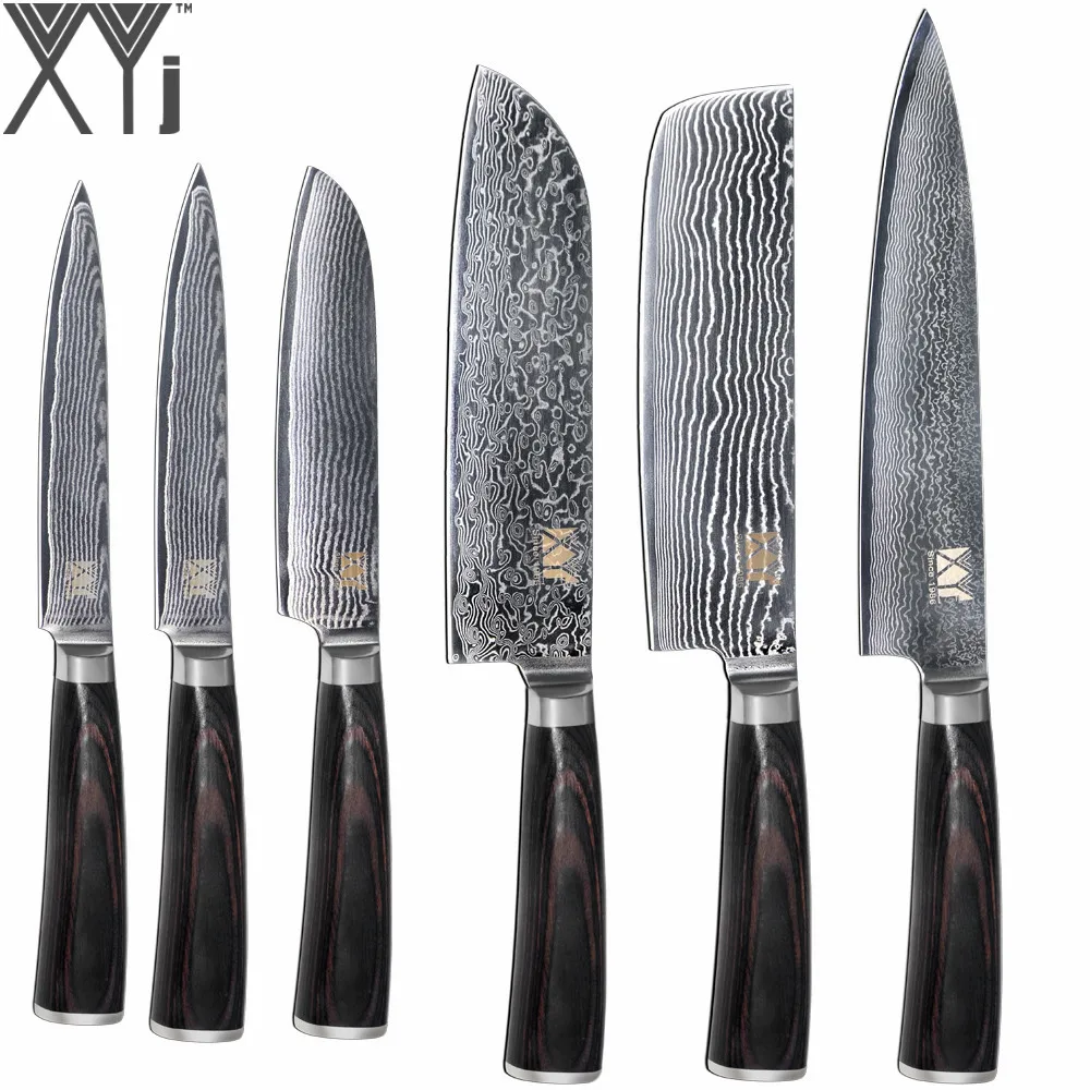 VG10 Core Japanese Damascus Steel Knife XYj Brand Color Wood Handle