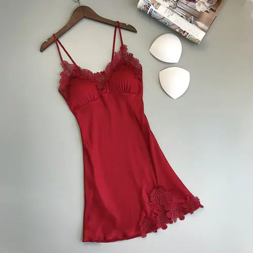 Женское сексуальное нижнее белье, ночная сорочка для девушек, стринги, нижнее белье, ночное платье для девушек, модные одноцветные ночные рубашки - Цвет: Красный