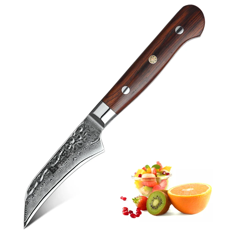 XINZUO бренд 3,5 дюймов нож для очистки овощей кухонный стальной 67 слоев Дамасская сталь инструменты для приготовления пищи ручка из розового дерева кухонный нож острый