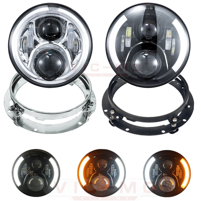 Black 7Inch LED Headlight 7" Mounting Ring Adapter for Harley Daymaker