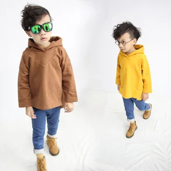 

Retail 2017 Autumn Kids Boys Fashion Solid T Shirt Children's Sweaters Clothing Hoodies Long Sleeves Pullovers for Toddler 3-7Y
