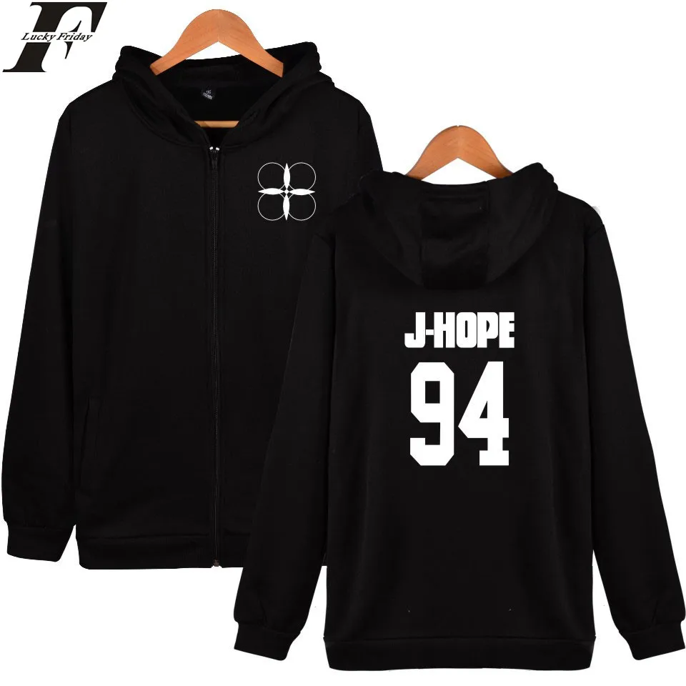 LUCKYFRIDAYF BTS Hoodie Sweatshirt Zip Kpop Bangtan Boys XXS 4XL Black Sweatshirt Men Zipper Fashion Print Streetwear Spring