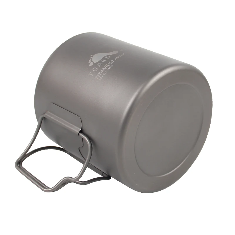 TOAKS Camping al aire libre de doble pared de 450 ml copa de plegado de titanio tazas de café CUP-450-DW