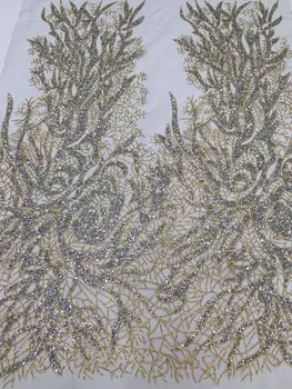 

embroidered African net lace fabric LJY-6187 with glitter for party