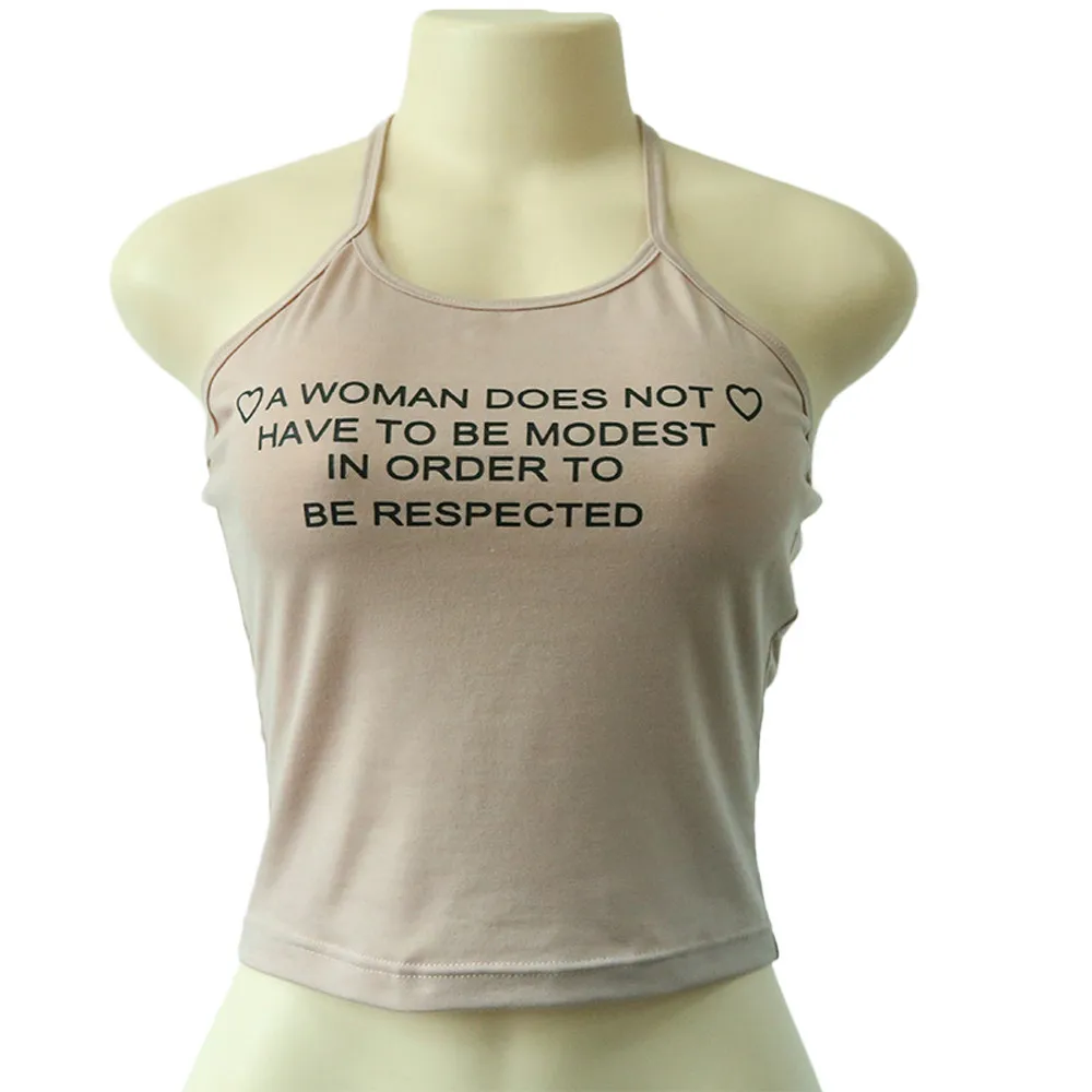 Сексуальный укороченный Топ без бретелек для женщин, майка с буквенным принтом, рубашки, майки, женские повседневные летние топы, женская футболка без рукавов# YL