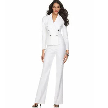 

New female elegant pant suits OL formal work wear womens business suits long sleeve double breasted blazer office trousers suit