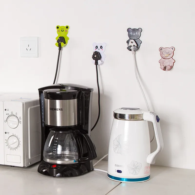 

Cartoon animal paste type power plug hook Fashion Multi-function Kitchen Hook Wall Hangerplug finishing storage rack