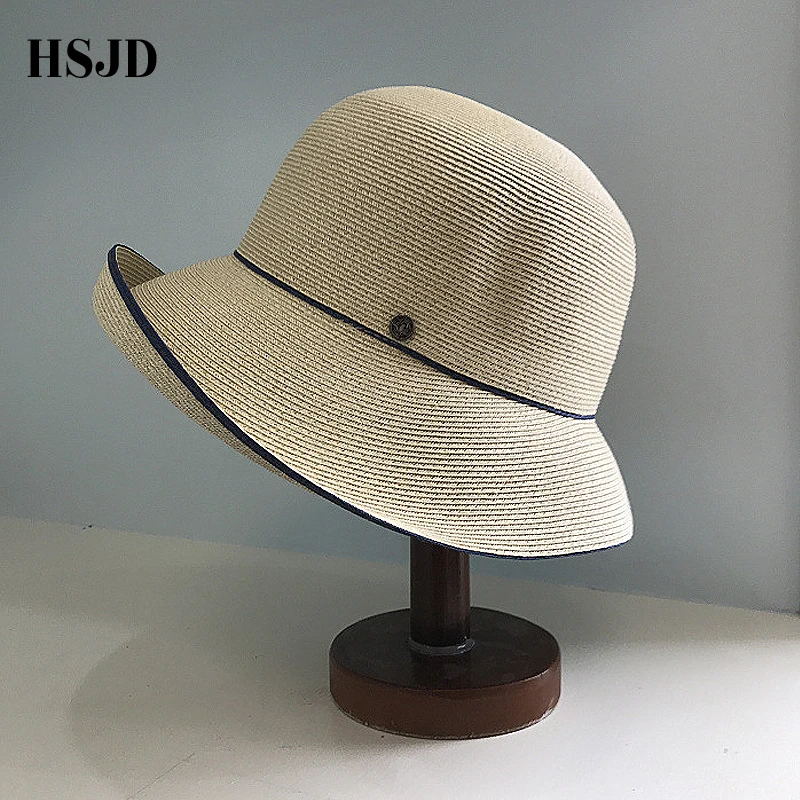 

Elegant Wide Brim Sun Straw Hat for Women 2018 New Fashion Female Anti-UV Beach hat panama straw fedora women's travel Sun cap