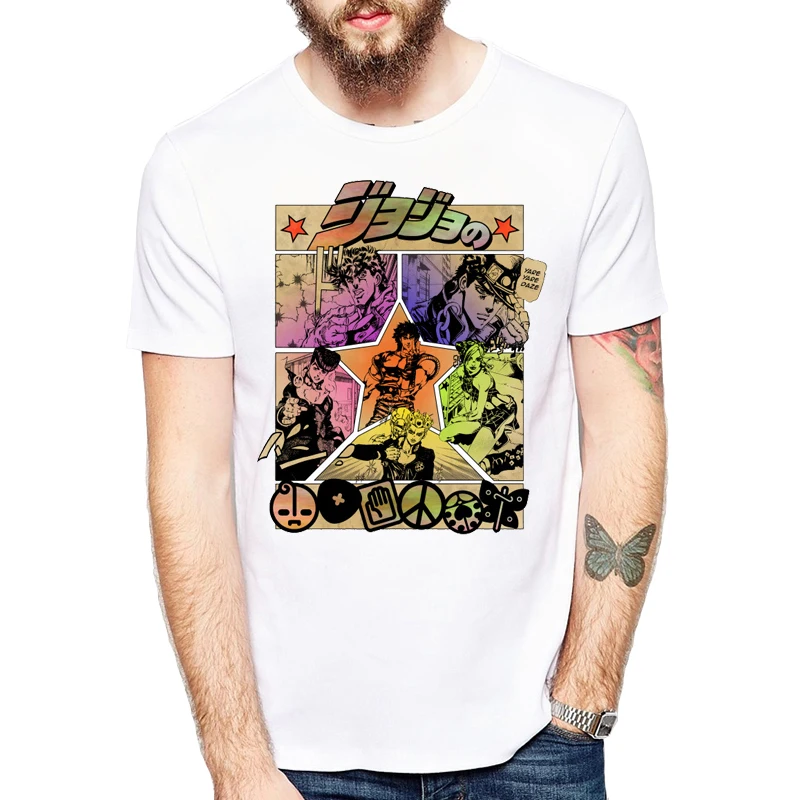 Новый JoJo невероятное приключение футболка Для мужчин дизайн Манга Футболка