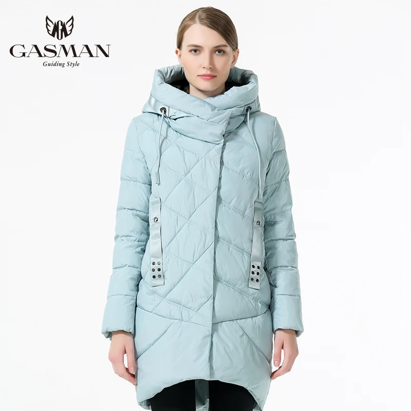GASMAN Brand Winter Jacket Women 2018 Medium Length Thick Down Parka Fashion Hooded Overcoat For Women Clothes Winter Pink Color