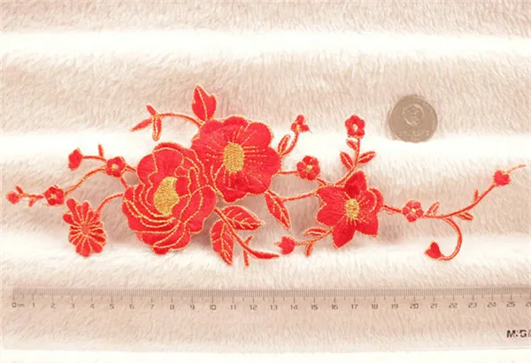Beautiful Peony Flowers Iron On Cloth Patches 9 Colors - Red