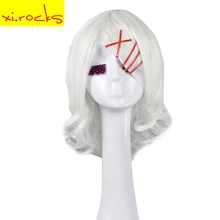 3025 средний белый парик для косплея Токийский Гуль крутые кудрявые волосы синтетические парики для женщин/мужчин Cos аниме вечерние высокая температура Xi. Rocks
