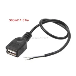 1 шт. USB 2,0 Женский Джек 2 Pin 2 провода мощность зарядки разъем кабельного шнура DIY 30 см электронные элементы