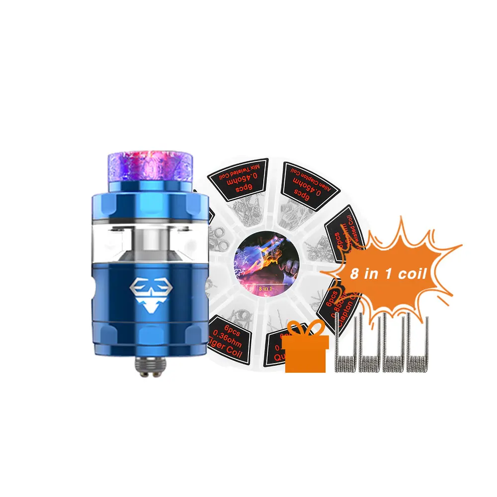 

Original GeekVape Blitzen RTA Atomizer 2ml/5ml Capacity 24mm Tank Support Dual & Single Coil 8 in 1 coil set For e cigs Box Mod