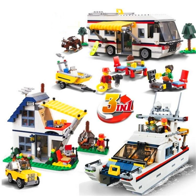 

DECOOL 3117 Creator 3 In 1 Vacation Getaway Building Blocks Brick Set Compatible 31052 Playmobil Toys For Children