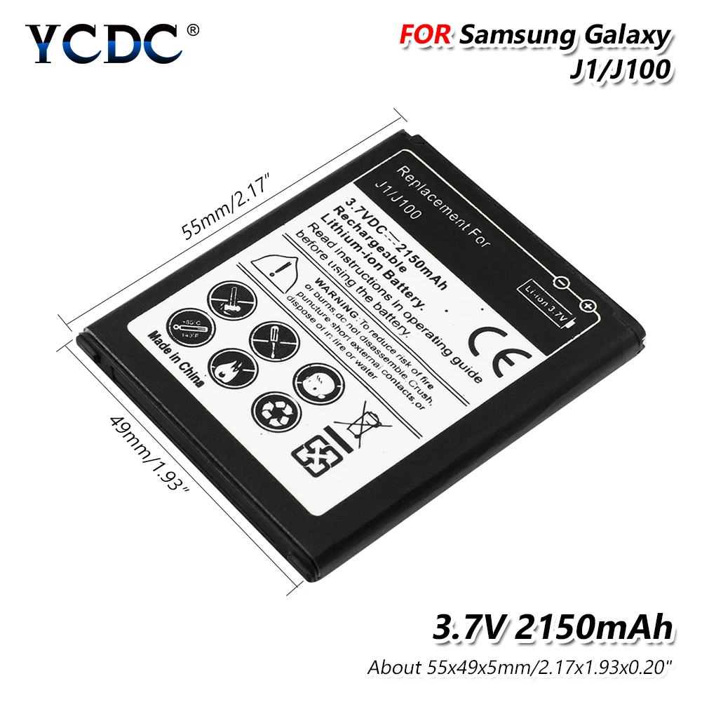 

YCDC For Samsung Galaxy J1(2015 version) J100 J100F 2150mah Li-lon battery Mobile Phone Replacement Rechargeable Battery Bateria