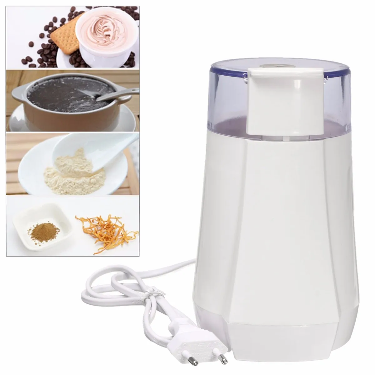 

80W Electric Coffee Grinder Machine Coffee Bean Nut Spice Herb Mill Blade Grinding Machine Blender Home Kitchen 220-240V EU Plug