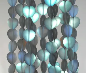 

10mm Mystic Aura Quartz Gemstone Frosted Matte Titanium BI Grey Rainbow Love Heart Loose Beads 15 inch Full Strand (90184012-361