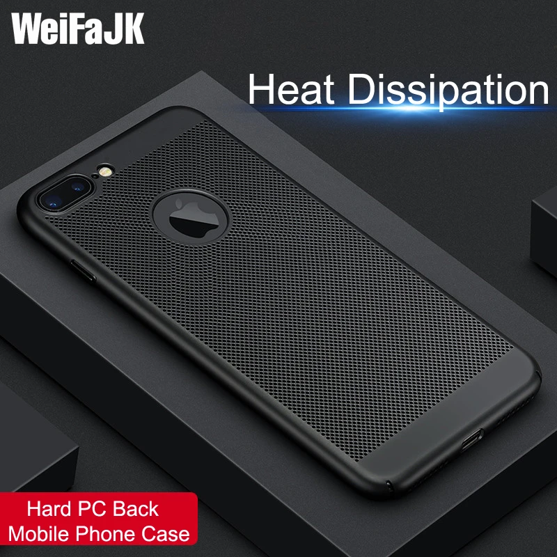 

WeiFaJK Luxury Hard PC Back Case For iPhone 6 6s 7 8 Plus X Cases Heat dissipation Protect Case For iPhone 8 Plus 7 6 6s 5s Case