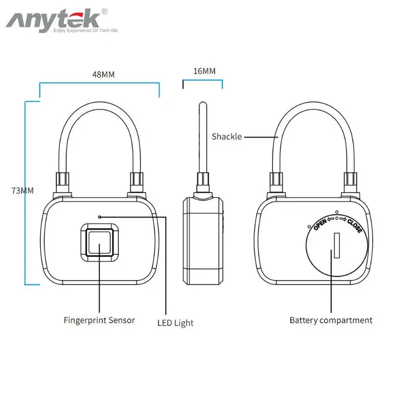 Anytek L13 умный замок отпечатков пальцев Противоугонный анти-осенний для дверного навесного замка чемодан замок для чемодана с 10 групп