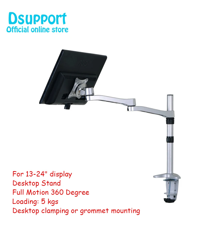 Aluminum Desktop Monitor Mount Arm Full Motion 360 Degree 13 24" LCD