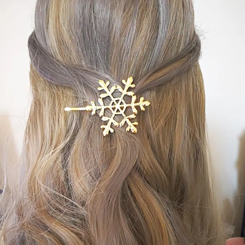 

Minimalist Geometric Hollow Out Snowflake Hair Clip Women Metallic Textured One Word Hairpin Styling Side Bang Ponytail Barrette