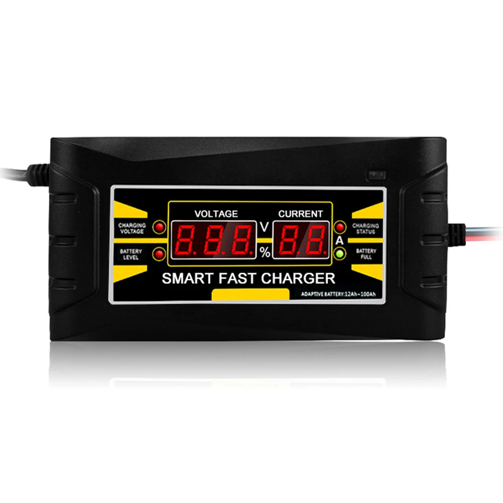 

EU Plug Full Automatic Car Battery Charger 150V--250V Smart Fast Power Charging For Wet Dry Lead Acid Digital LCD Display