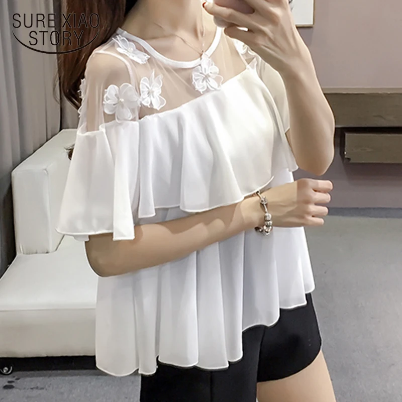 womens tops and blouses women short sleeve shirts plus size women harajuku women blouses chiffon blouse white blouse 3468 50