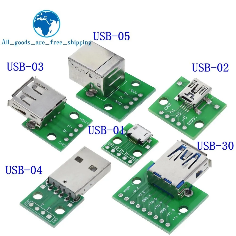 10 шт. USB разъем/MINI MICRO USB для DIP адаптер 2,54 мм 5pin Женский Разъем b Тип USB2.0 Женский PCB конвертер USB-01 - Цвет: 1Set X1PCS