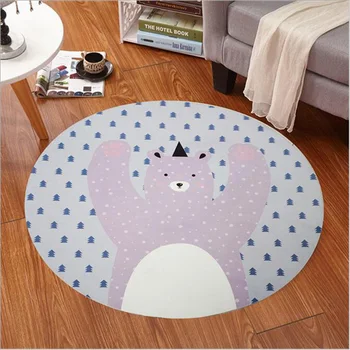 

Kids Bedroom Carpet Cartoon Bear/Fox Round Rug 60-120cm Kid Room Play Carpet Livingroom Computer Chair Hanging Basket Puzzle Mat