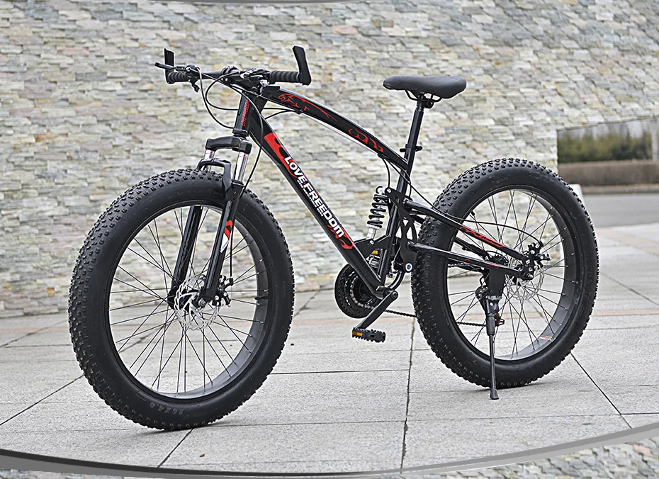 Perfect Love Freedom High Quality Bicycle 7/21/24/27 speed Mountain Bike 26 Inch 4.0  fat bike Front and rear shock absorption bicycles 20