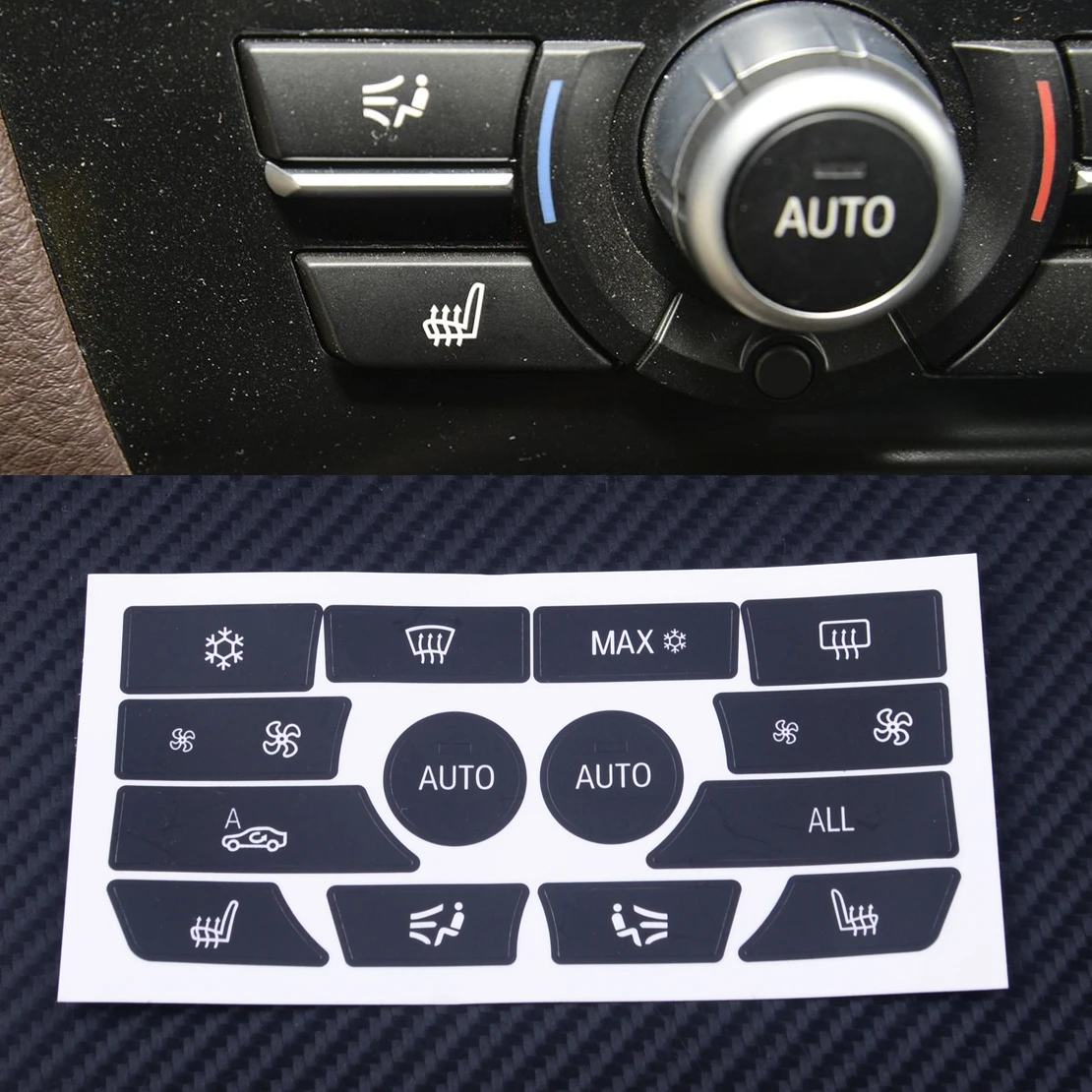 

DWCX AC Dash Climate Control Panel Button Repair Sticker Decal Replacement Kit Fit For BMW 5 Series