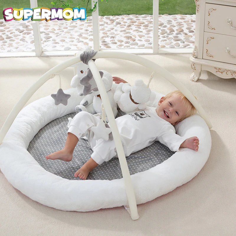 

Baby Playmats Educational Crawling Mat With Rattle Infant Soft Velvet 0-2 years Old Climbing Carpet Mat Play Rug Activity Gym