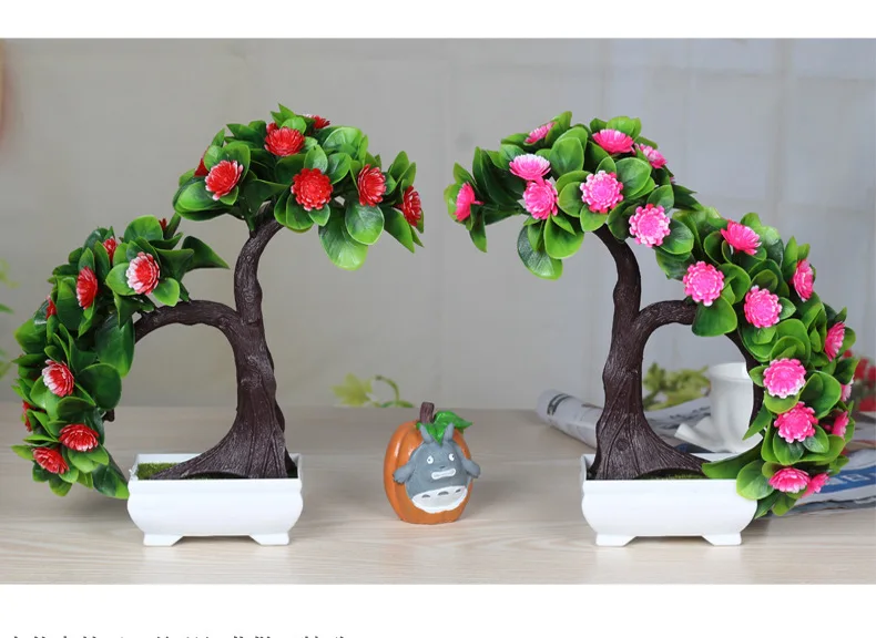 Flone Artificial Plants Flowers Fake Green Plant Welcome Pine Bonsai Simulation Plastic Flowers Wedding Home Decoration Plant (11)