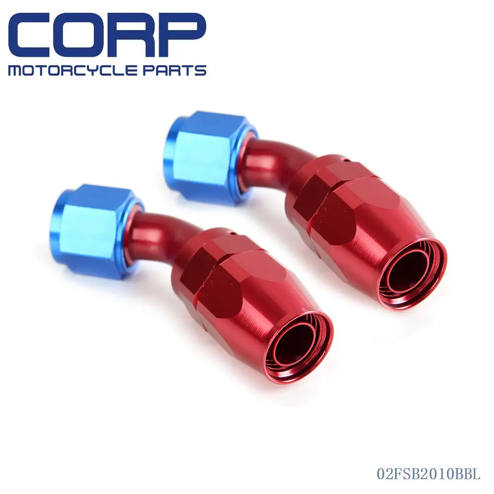 2 PCS AN6 Hose End Fittings Adaptor Swivel 45 Degree Nitrous OIL/FUEL