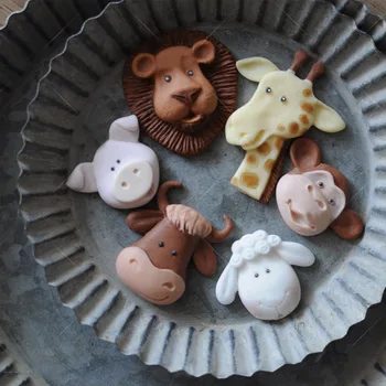 

Cartoon Monkey Lion Giraffe Sheep Pig Cow Soap Silicone Mold Animal Silicone Mold Cake Decoration Tool Fondant Chocolate Resin