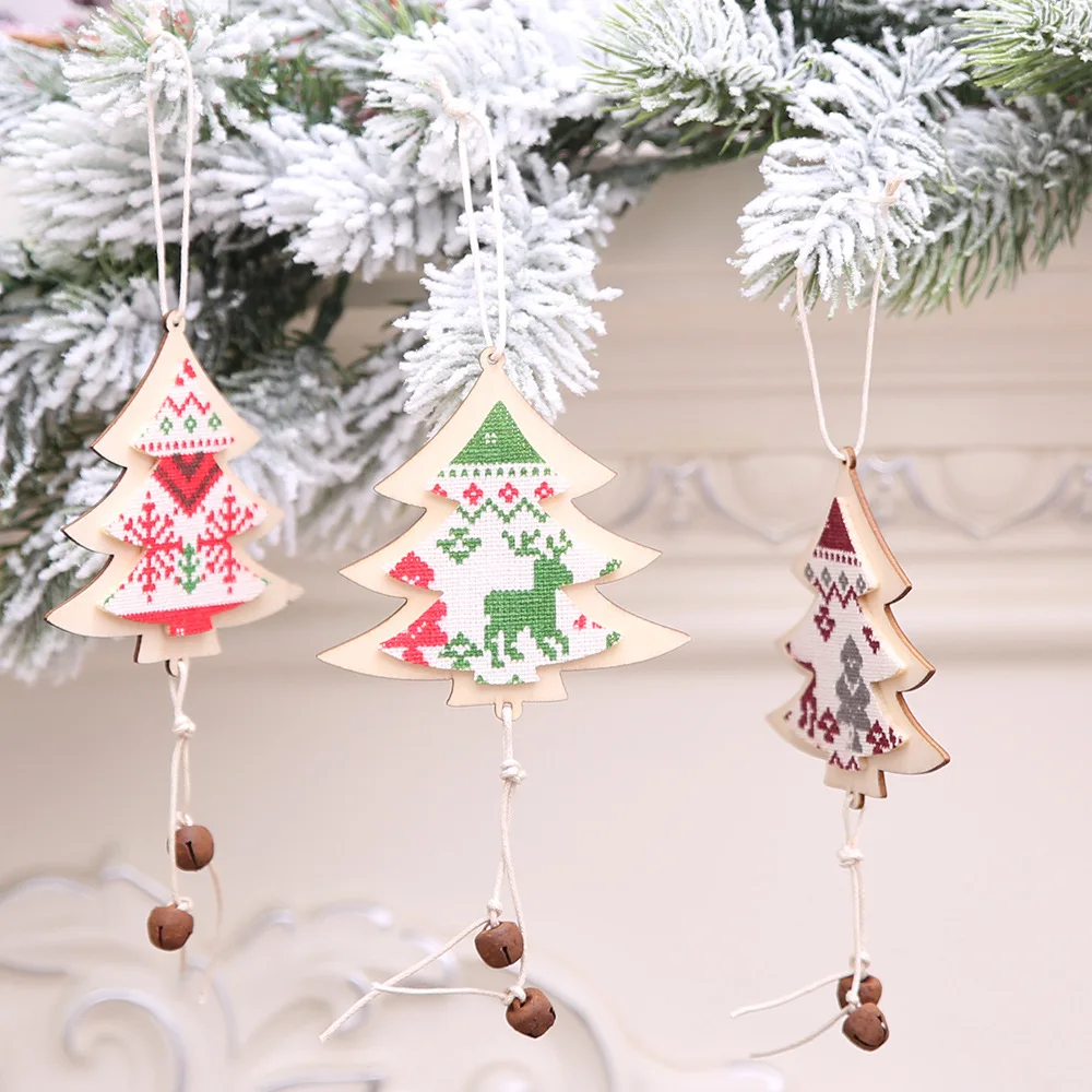 

Natural Wooden Christmas Tree Ornaments Star Tree Cloth Snowflake Hanging Santa Star Christmas Decorations for Home 2019 Navidad