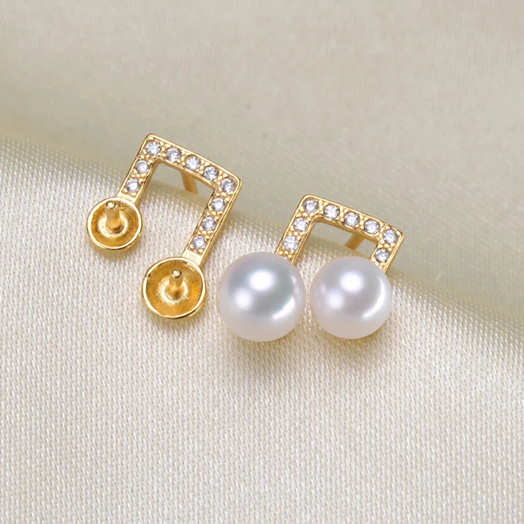 

HOT High Quality 925 Sterling Silver Stud Earrings Settings DIY Pearl Earring Hooks Findings Women's Jewelry Making Accessories
