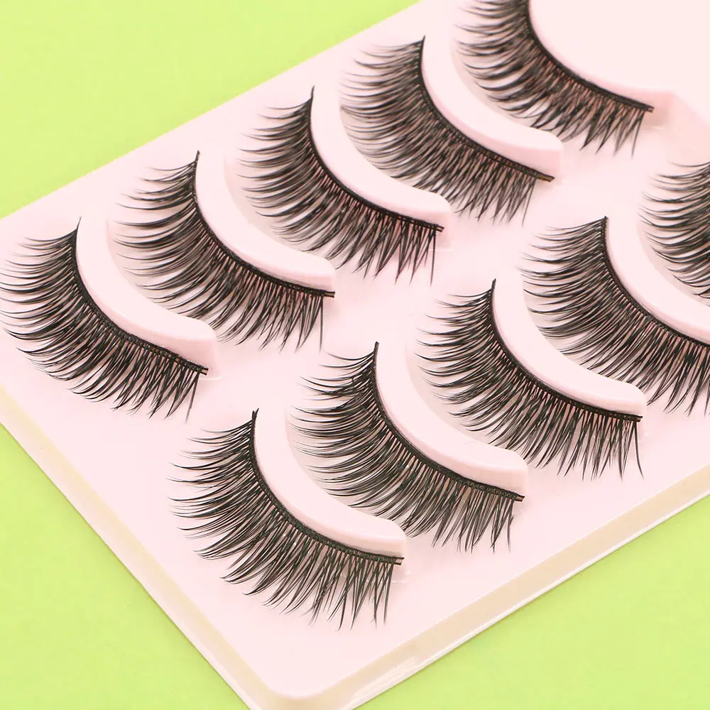 

5 Pairs Handmade False Eyelashes Natural Long Cross Thick False Eyelashes Women Eyelash Extension Tools