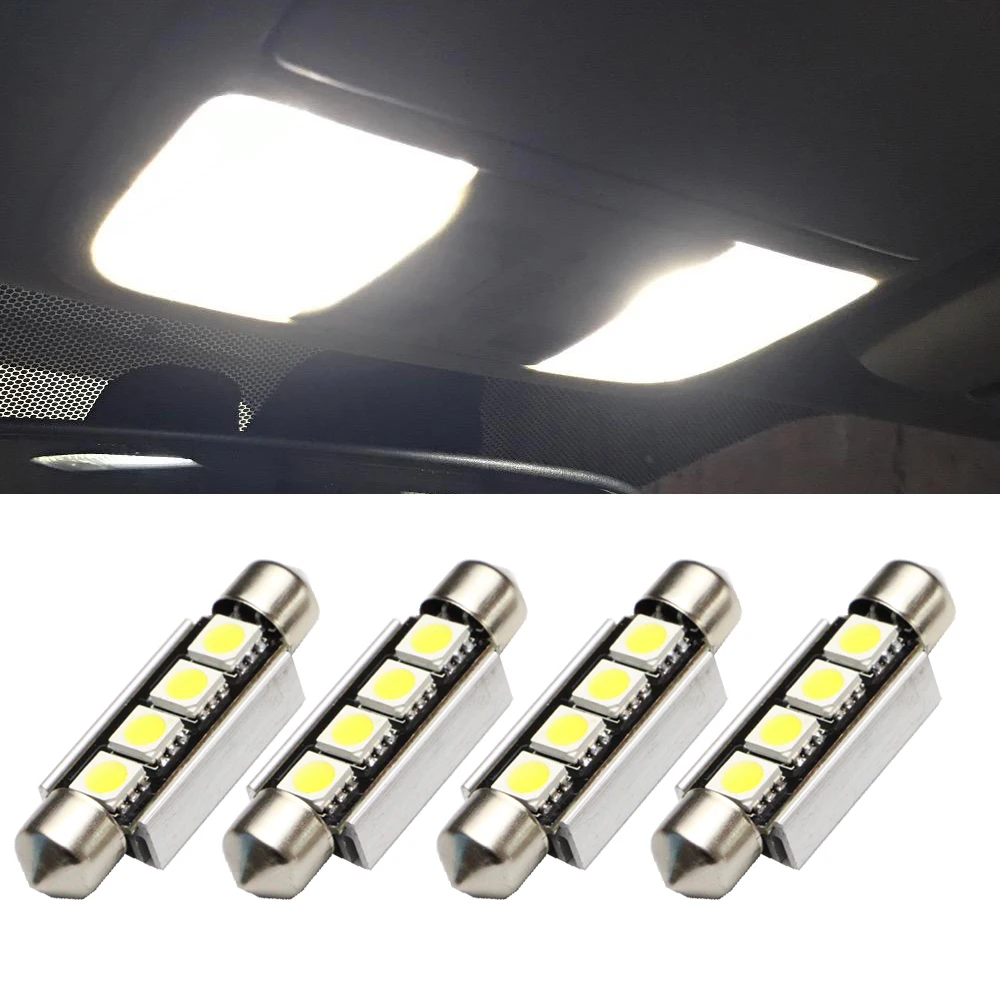 

10x Car Led Festoon 6413 212 569 44mm Led Dome Light 4SMD 5050 LED CANBUS Car Interior light C5w Bulbs License Plate Lights 12V