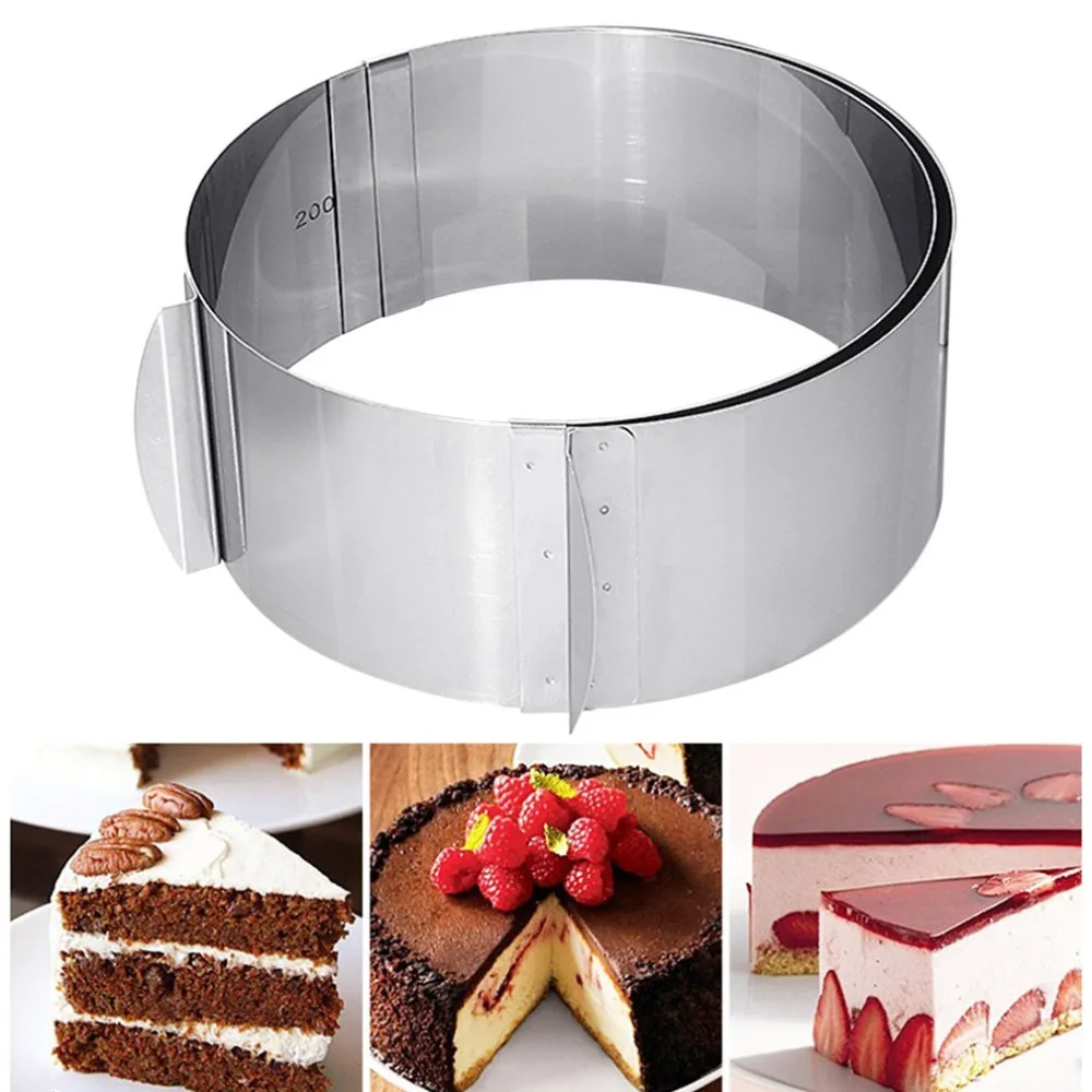 

Adjustable Round Circle Shape High Strength Stainless Steel Cookie Mousse Cake Ring Mold DIY Kitchen Baking Cutter Mold
