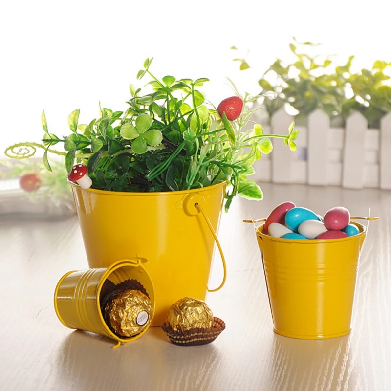 

Mini Metal Buckets Tinplate Pails with Handles Baby Groot Flowerpot Flower Pot Wedding Supply Home Decoration Storage Organizer