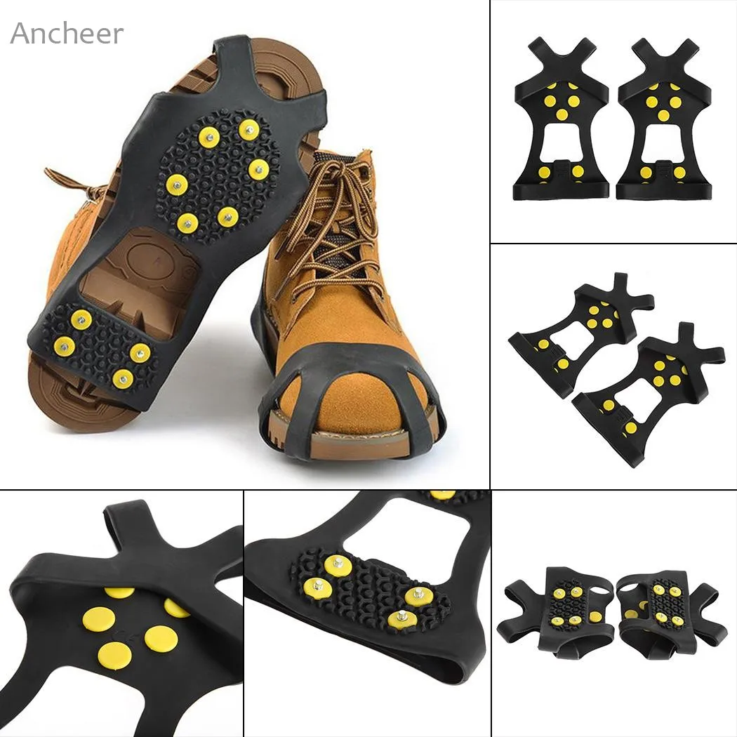 

Anti Slip 10-Stud Crampons Stretch Footwear Snowstep Ice Cleats Snow Grips Over Shoe/Boot For Camping Hiking