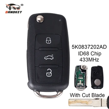 

DANDKEY Remote 434MHz ID48 Chip for VW Volkswagen GOLF PASSAT Tiguan Polo Jetta Beetle Car Keyless 5K0 837 202AD 5K0837202AD