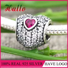 Кристалл сияющее сердце стерлингового серебра бусины подходят Аутентичные Подвески браслет серебро 925 для ювелирных изделий Berloque