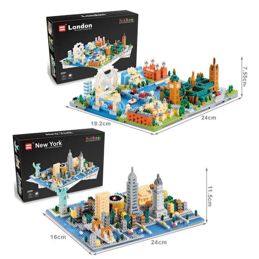 

New Architecture Bricks diamond city street view blocks Mirco new york and london city blocks toys For Kids Educational toys #55